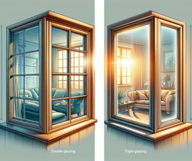 An illustration comparing double glazing and triple glazing windows, highlighting their structural differences.